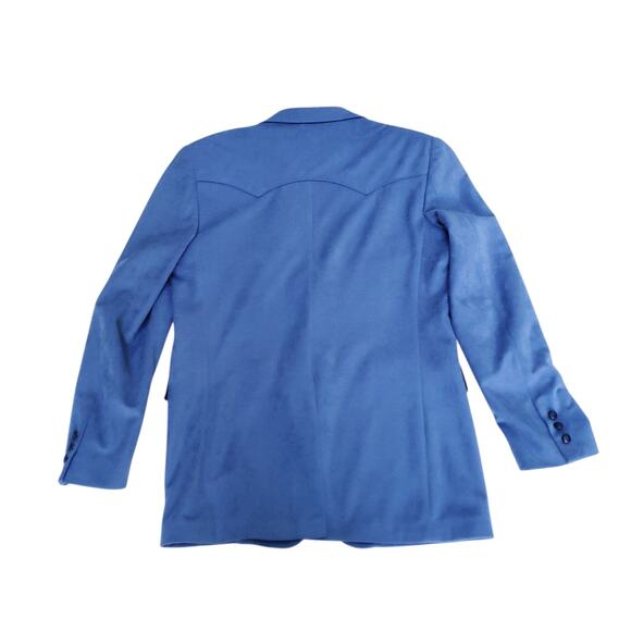 Vintage Pagano West Blue Polyester Western Blazer Jacket Sport Coat 42L - Picture 8 of 12